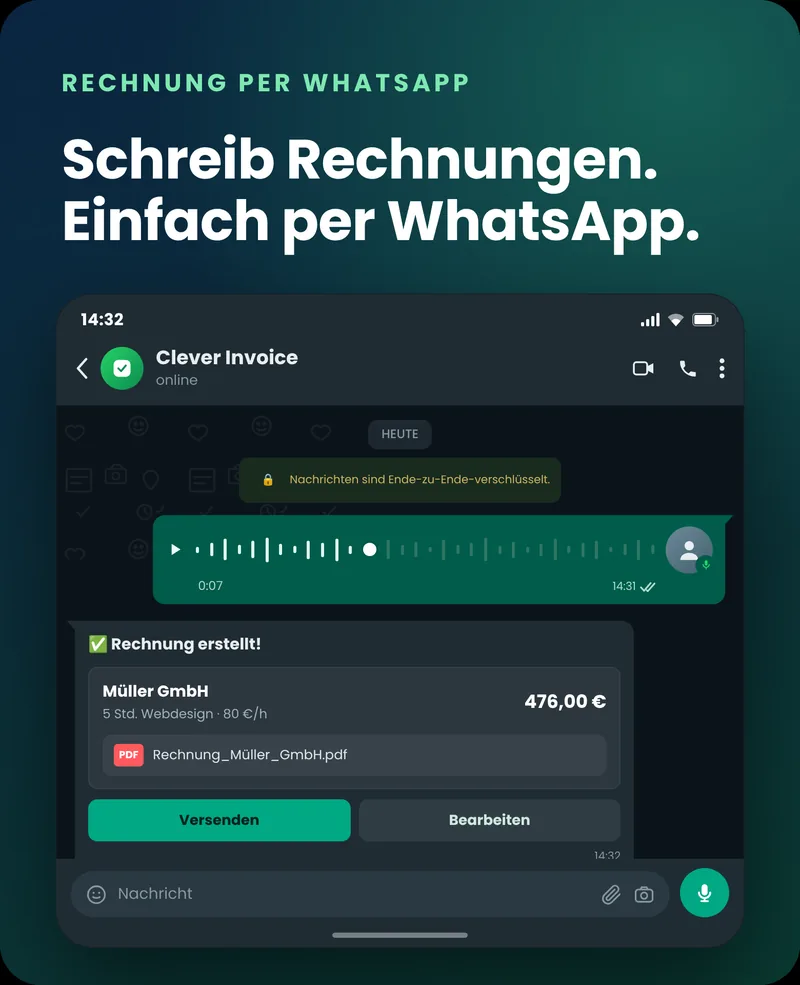 Rechnung per WhatsApp – schreib Rechnungen einfach per WhatsApp