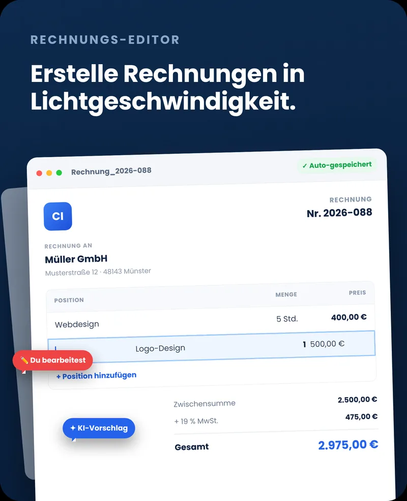 Rechnungs-Editor – erstelle Rechnungen in Lichtgeschwindigkeit