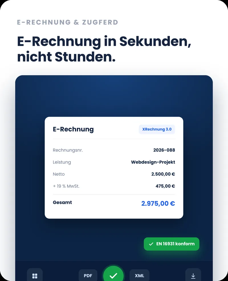 E-Rechnung & ZUGFeRD – E-Rechnung in Sekunden, nicht Stunden